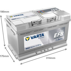 Аккумулятор VARTA N80 580500080